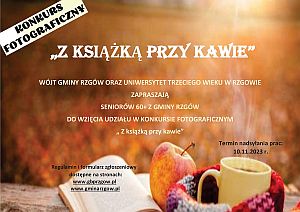 Konkurs fotograficzny - „ Z KSIĄŻKĄ PRZY KAWIE ” - plakat